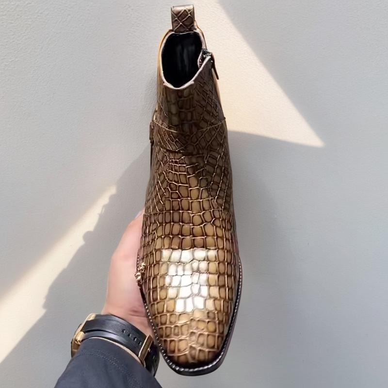 Crocodile Print Men's Chelsea Boots