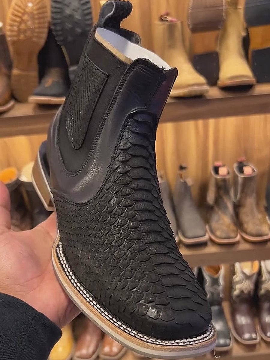 Men's Crocodile Print Handmade Leather Boots