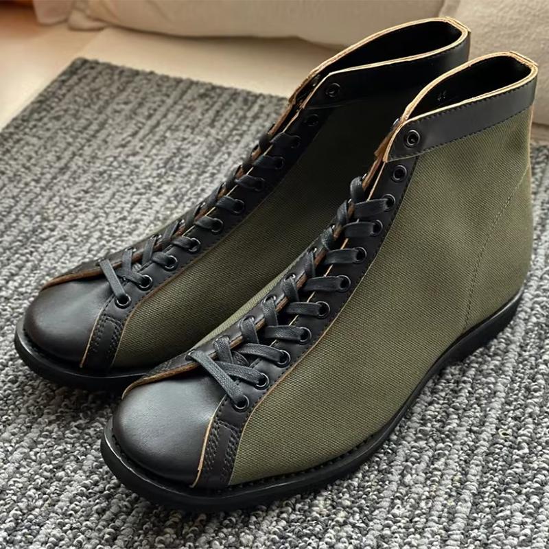 Canvas Patchwork Leather Vintage Casual Men's Boots