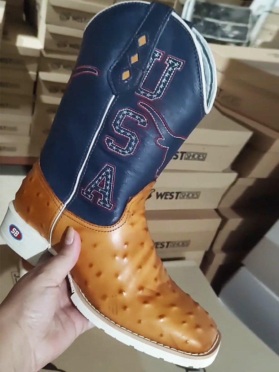 Men's Leather Patchwork Western Boots