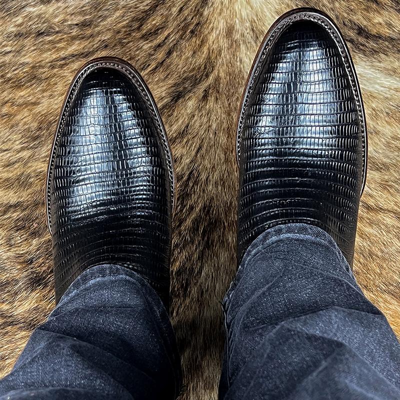 Textured High Top Men's Leather Boots