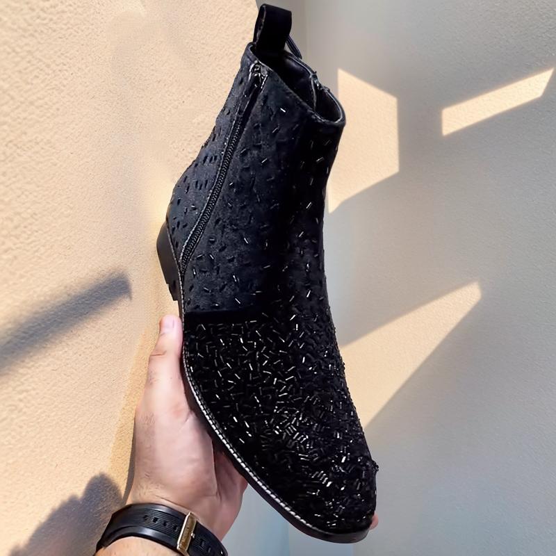 Men's Sequin Suede Chelsea Boots