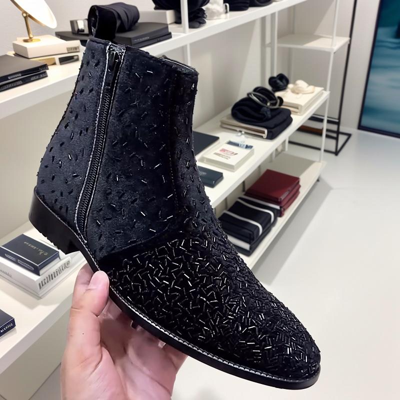 Men's Sequin Suede Chelsea Boots