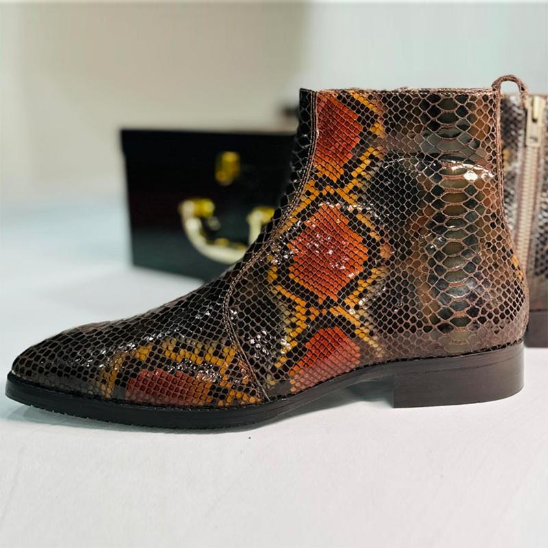 Men's Snake Print Chelsea Boots