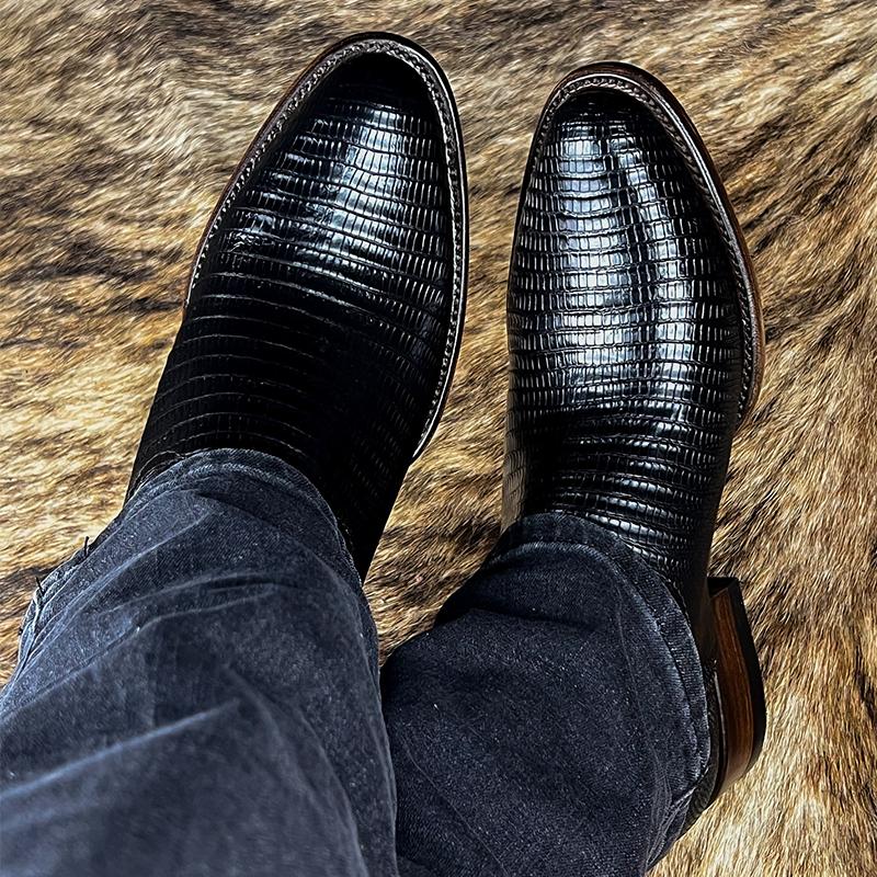 Textured High Top Men's Leather Boots