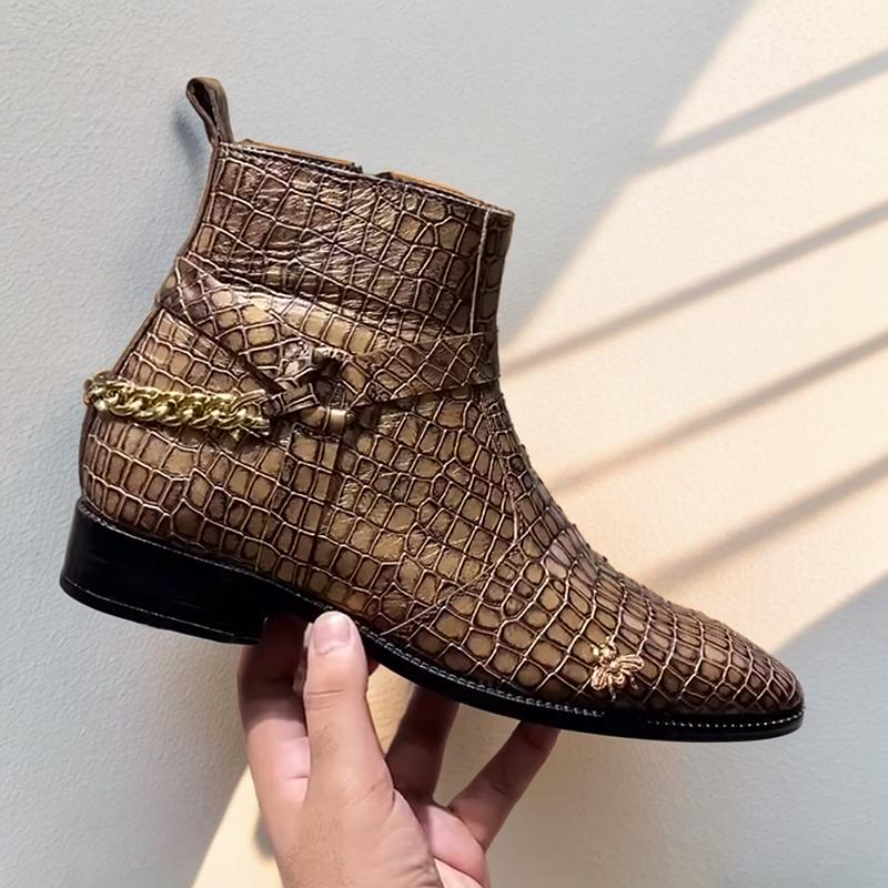 Crocodile Print Men's Chelsea Boots