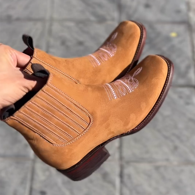 Suede Flat Heel Round Toe Women's Martin Boots