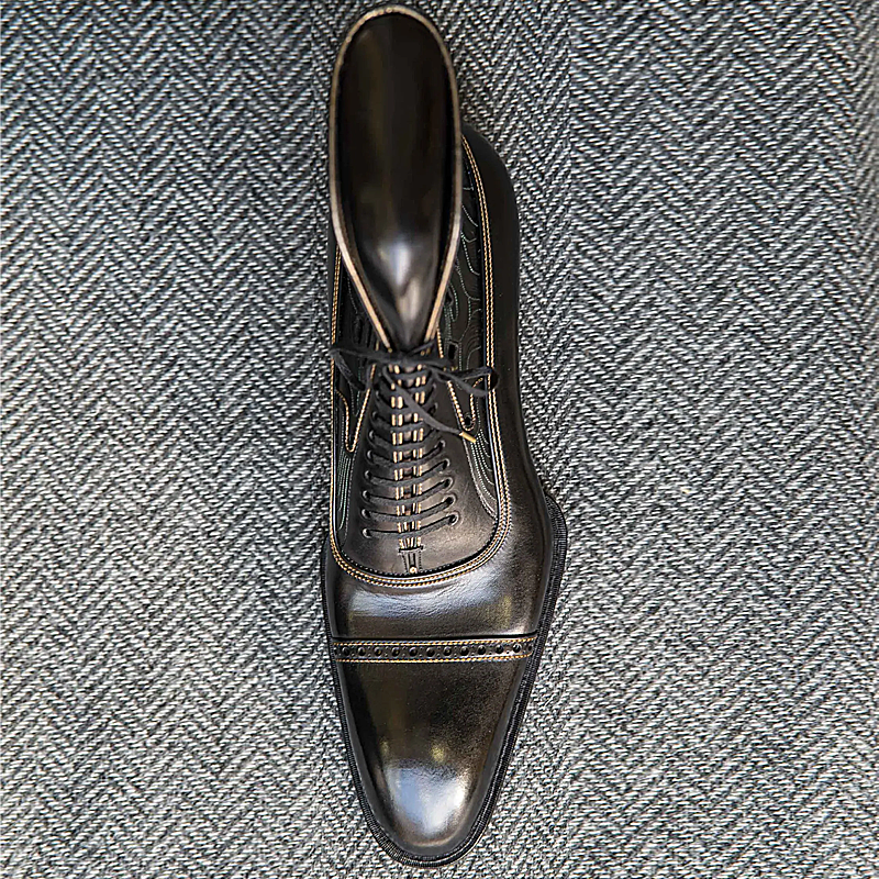 Genuine Leather Engraved Men's Short Boots