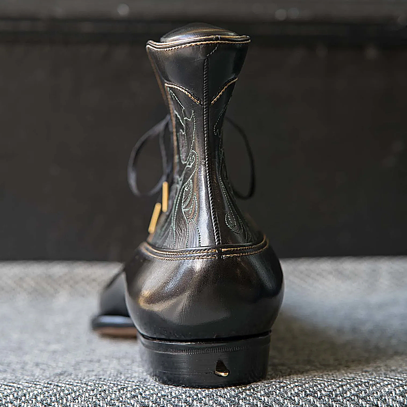 Genuine Leather Engraved Men's Short Boots