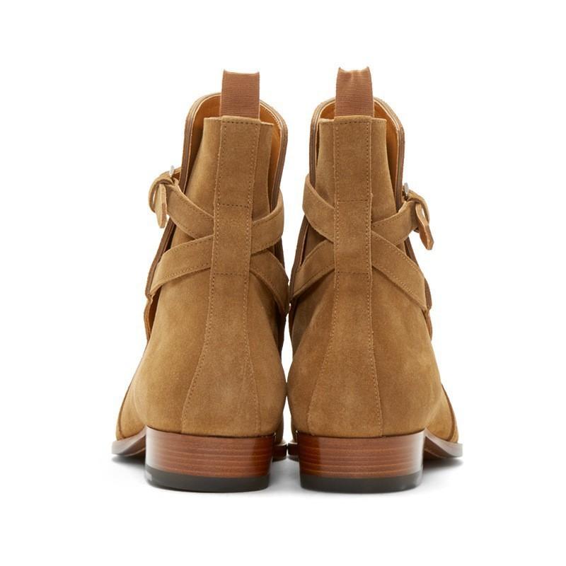 Men's Suede Buckle Boots