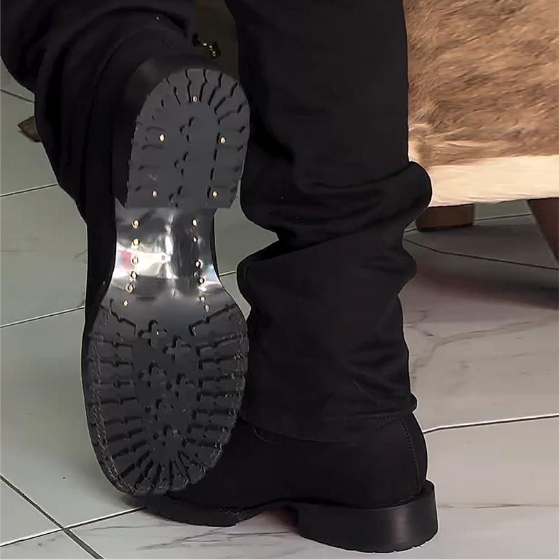 Matte Black Leather Men's Boots