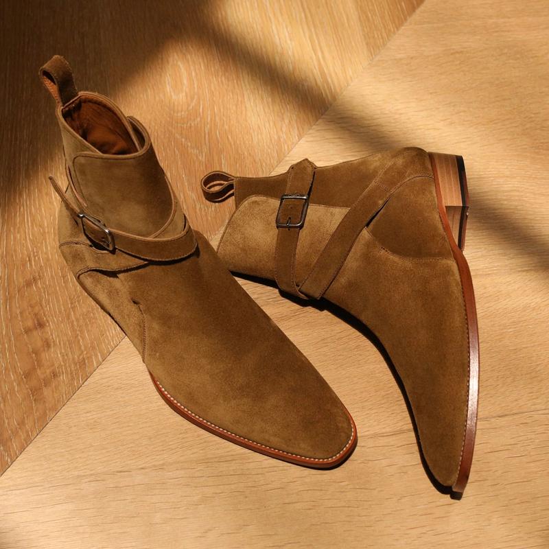 Men's Suede Buckle Boots