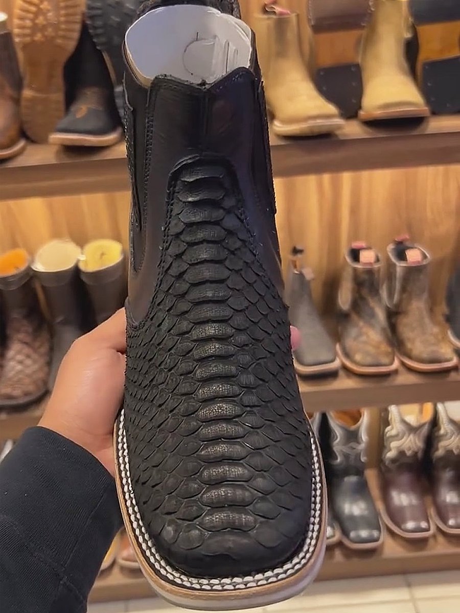 Men's Crocodile Print Handmade Leather Boots