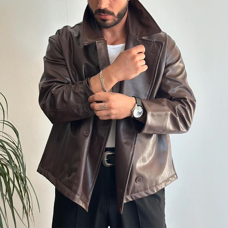Men's Leather Jacket Vintage Coat