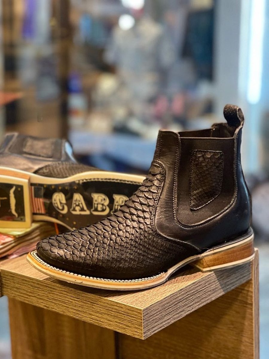 Men's Crocodile Print Handmade Leather Boots