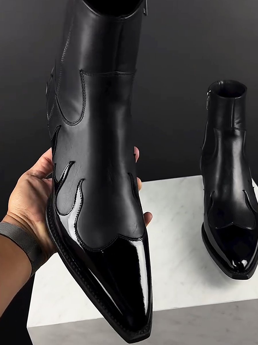 Men's Flame Leather Boots