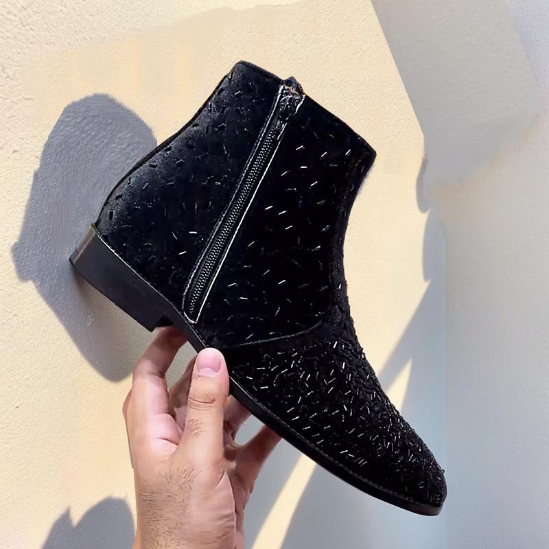 Men's Sequin Suede Chelsea Boots