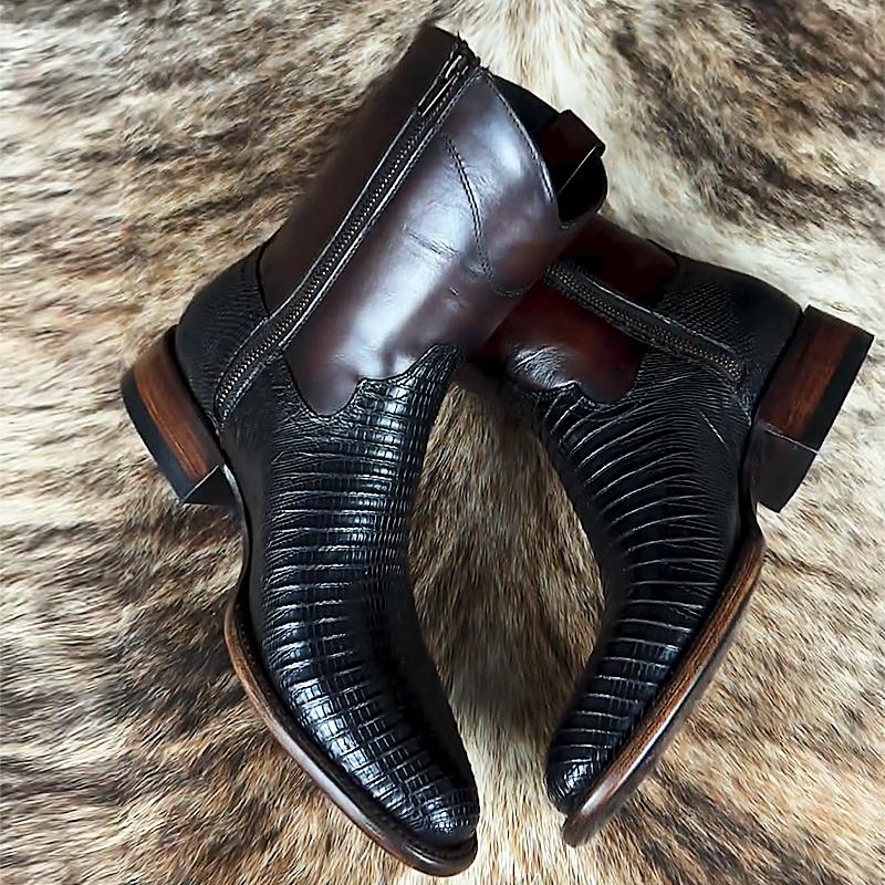 Textured High Top Men's Leather Boots