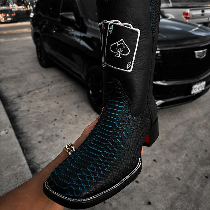 Midnight Blue Crocodile Men's Boots