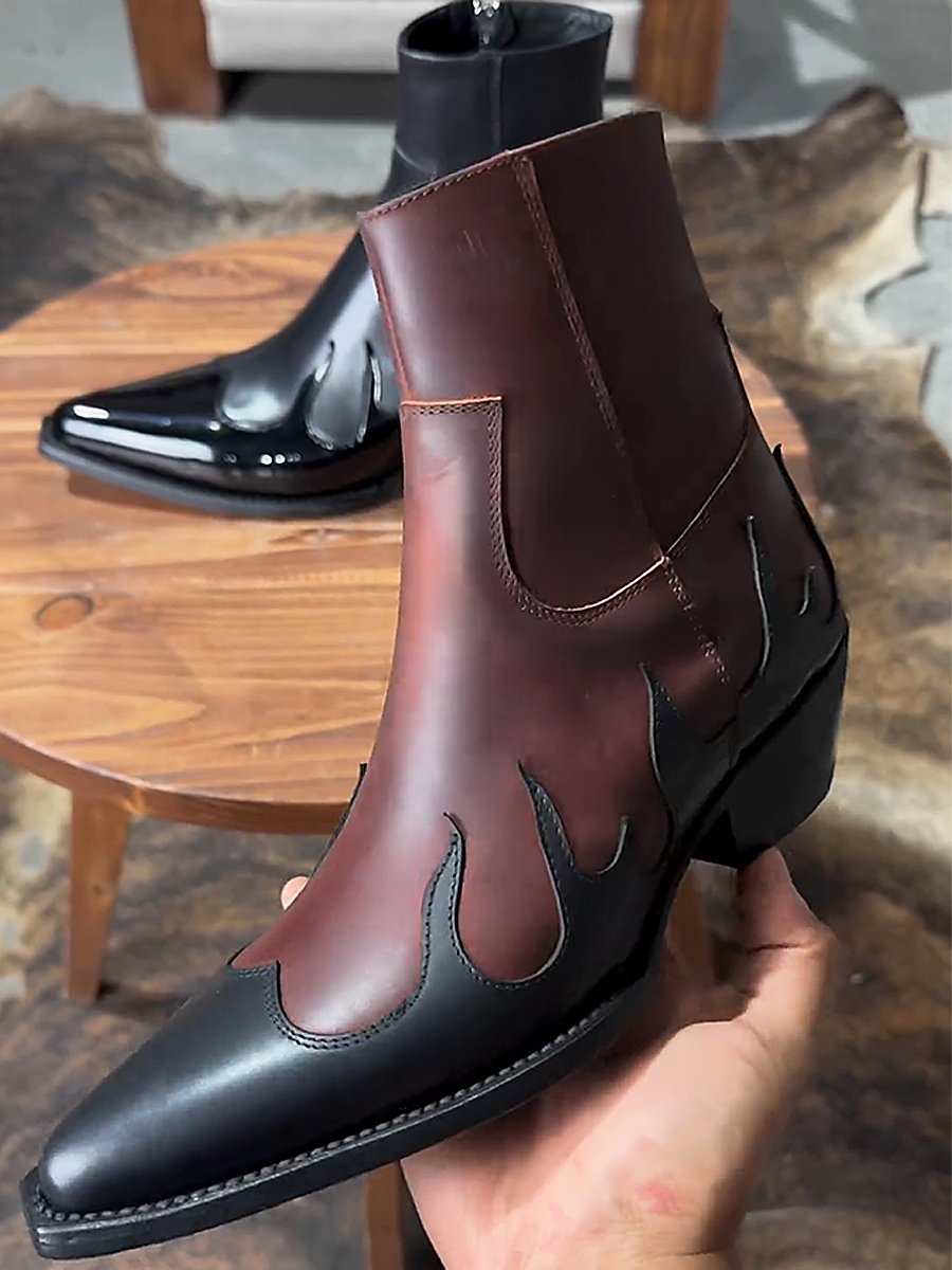 Men's Flame Leather Boots