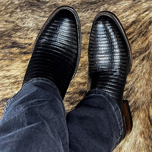 Textured High Top Men's Leather Boots