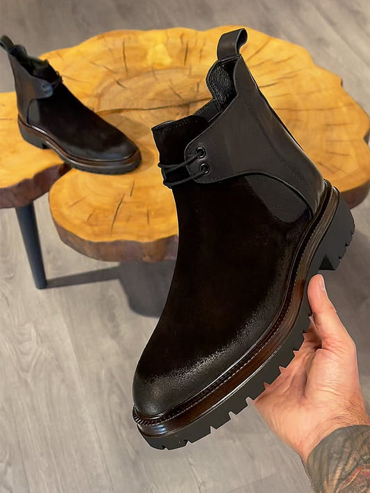 Carbon Black Lace-Up Mens Leather Boots