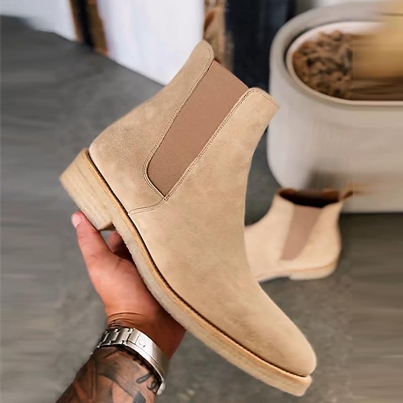 Men's Khaki Suede Chelsea Boots