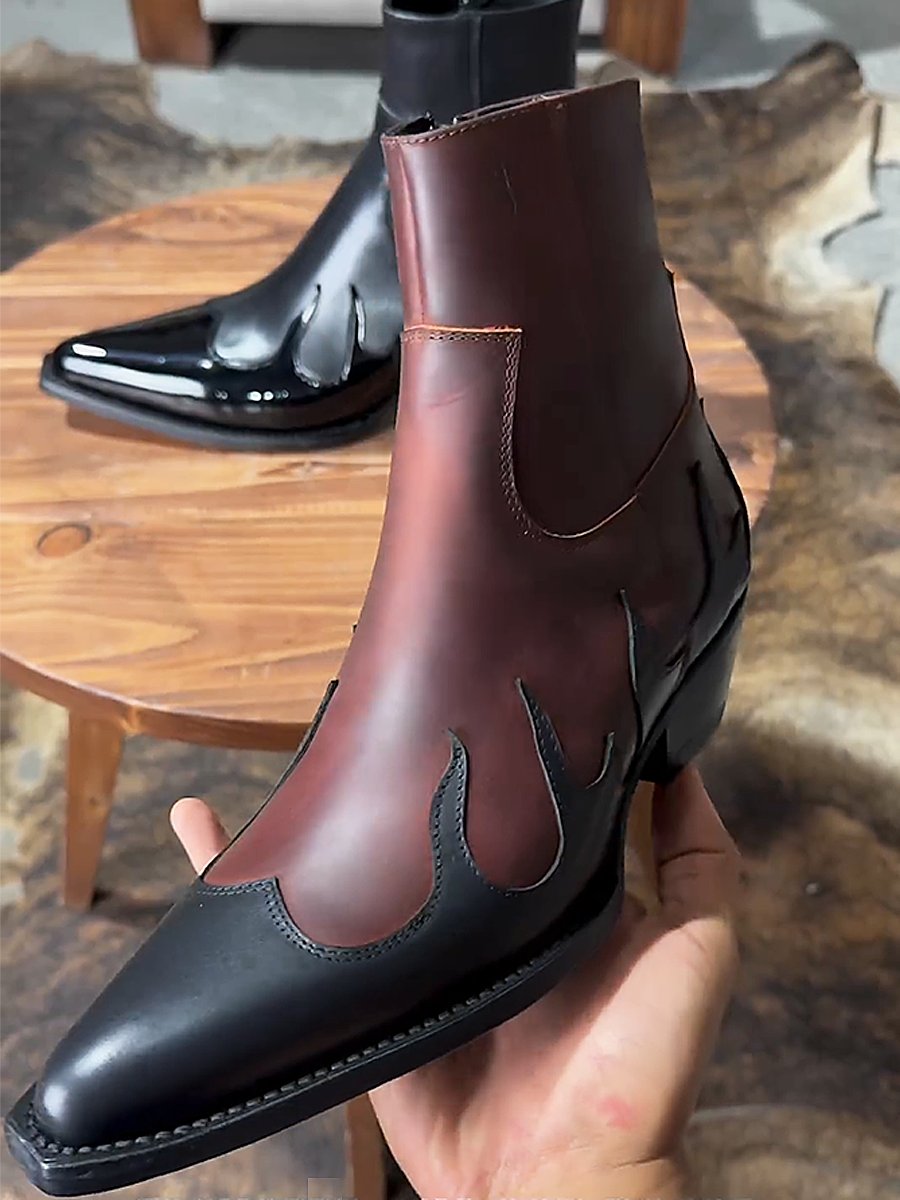 Men's Flame Leather Boots