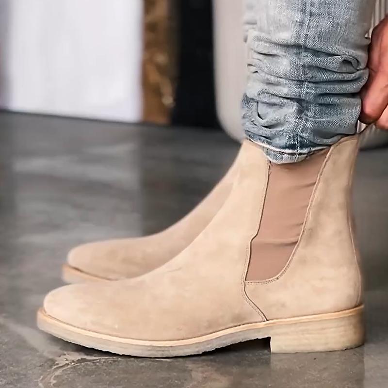 Men's Khaki Suede Chelsea Boots