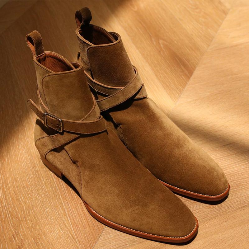 Men's Suede Buckle Boots