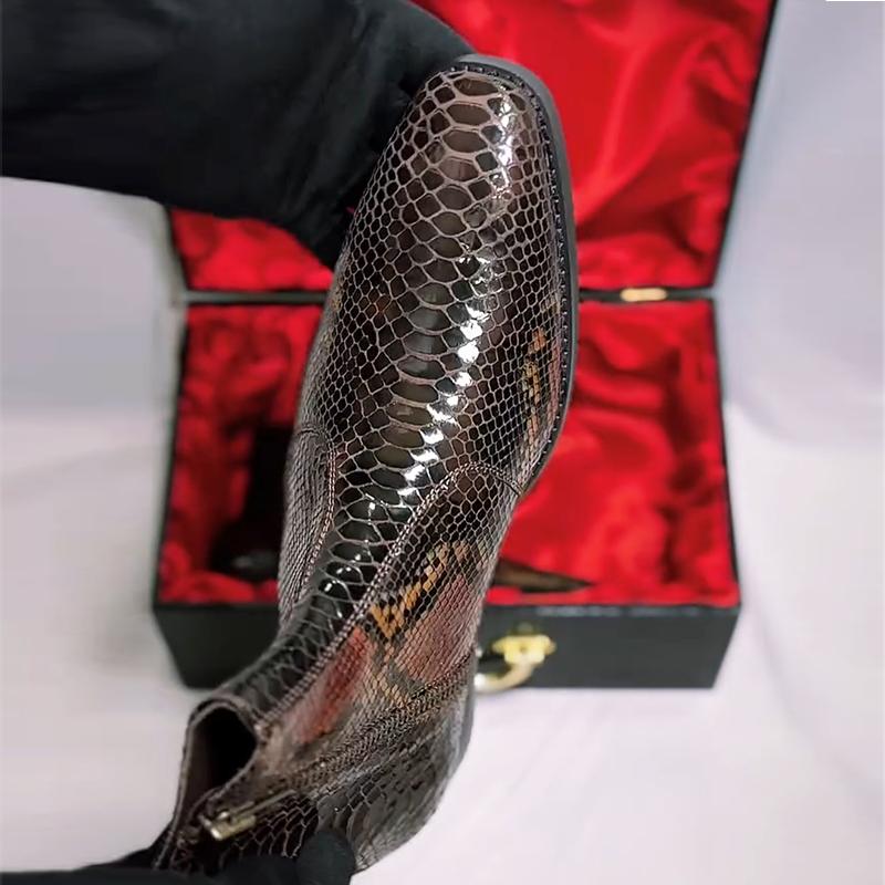 Men's Snake Print Chelsea Boots