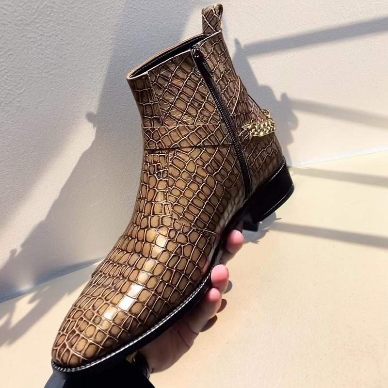 Crocodile Print Men's Chelsea Boots