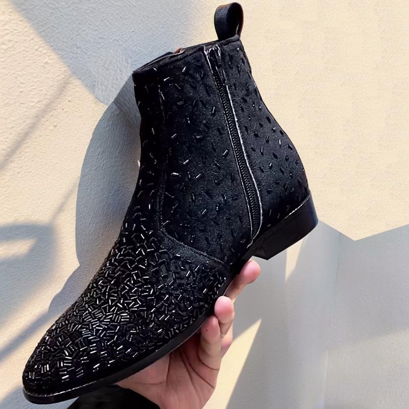 Men's Sequin Suede Chelsea Boots