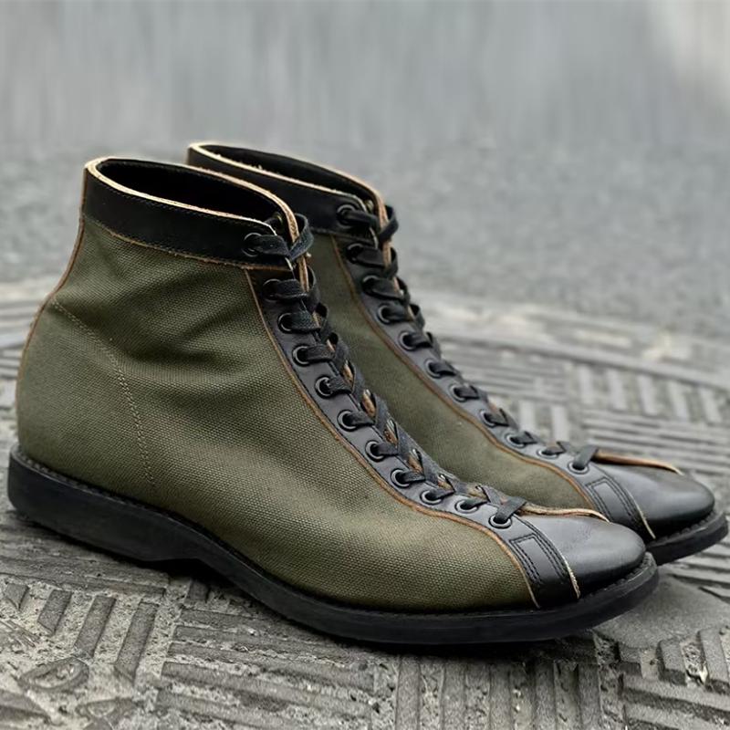 Canvas Patchwork Leather Vintage Casual Men's Boots