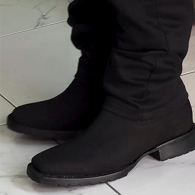 Matte Black Leather Men's Boots
