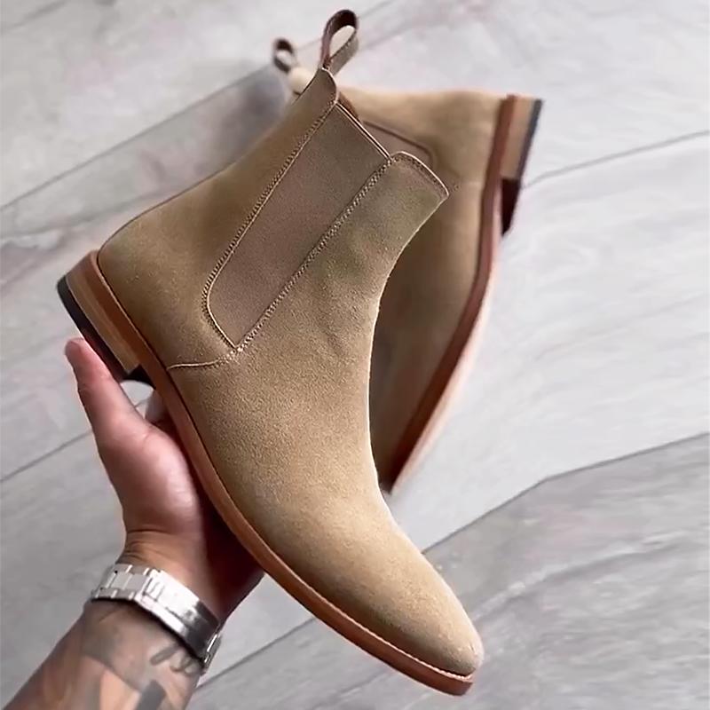 Men's Khaki Suede Chelsea Boots