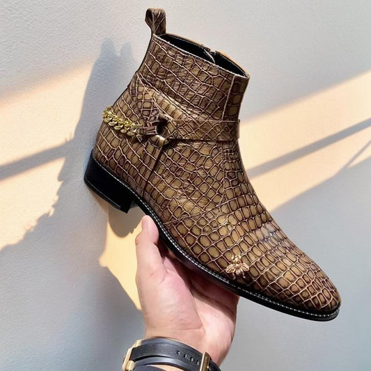Crocodile Print Men's Chelsea Boots