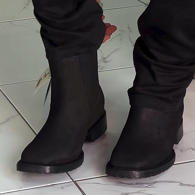 Matte Black Leather Men's Boots